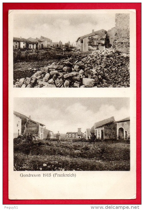 54. Gondrexon. Ruines Du Village Et De L'église St. Martin.( 2 Vues). Feldpost Der XIX Ersatz Division 1916 - Otros & Sin Clasificación