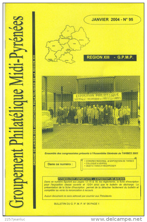 Bulletin Du Groupement Philatélique Midi  Pyrénée N: 95 Janvier 2004 - Français