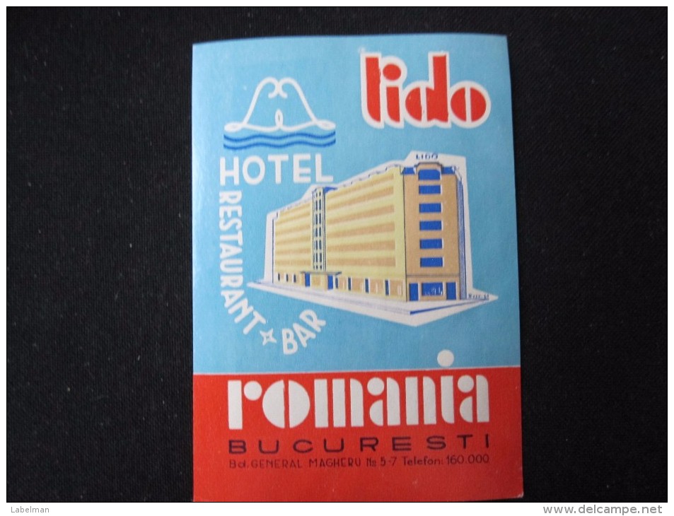 HOTEL CAMPING PENSION MOTEL SPA INN LIDO BUCURESTI BUCHAREST ROMANIA LUGGAGE LABEL ETIQUETTE AUFKLEBER DECAL STICKER - Hotelaufkleber