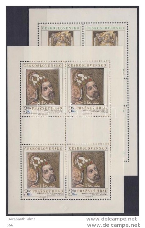 2 Blocs 1978 De 4 Timbres YT 2273 / 2274 Trésors Du Château De Prague : Rois Charles IV Et Otokar II Premysl - Blocks & Kleinbögen