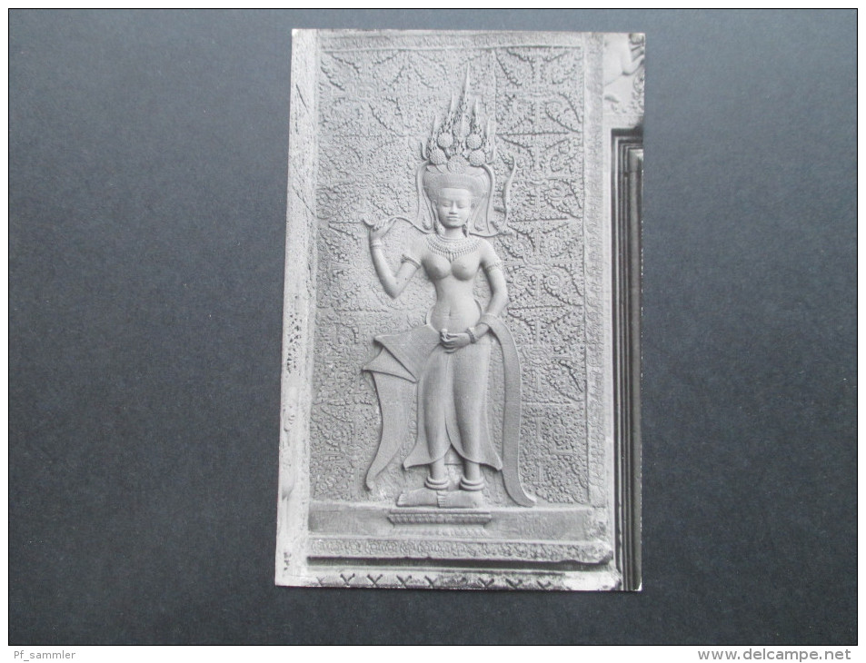 AK 1965 Cambodia - Siemreap. Bas Relief Showing Tevoda Female. Divinity Angkor. Kambodscha. Visa No. 0101 - Cambogia