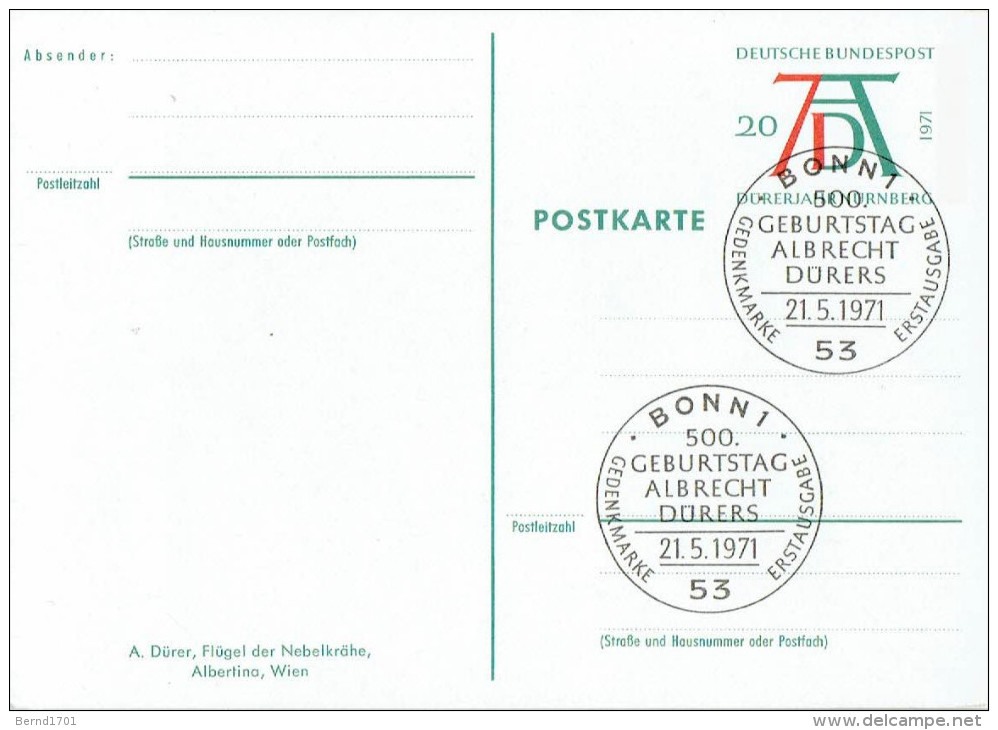 Germany - Postkarte Ersttagsstempel (a467) - Cartes Postales Illustrées - Oblitérées