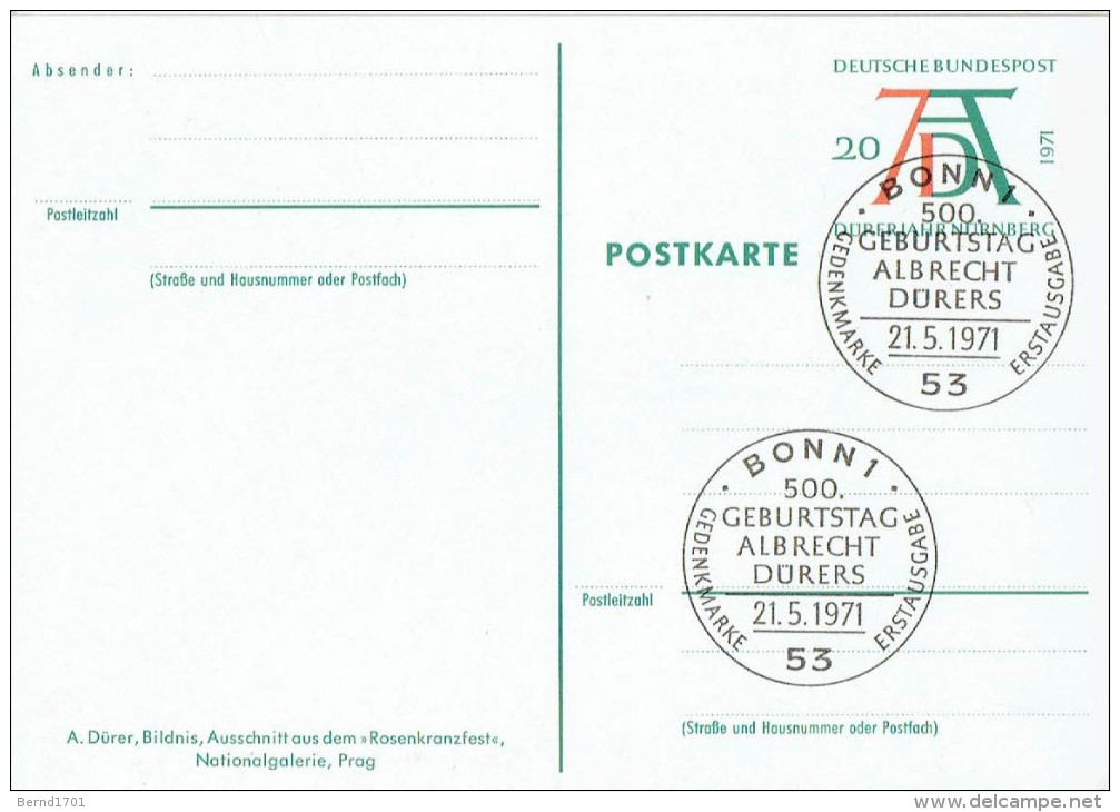 Germany - Postkarte Ersttagsstempel / Postcard First Day Cancellation (a468) - Cartes Postales Illustrées - Oblitérées