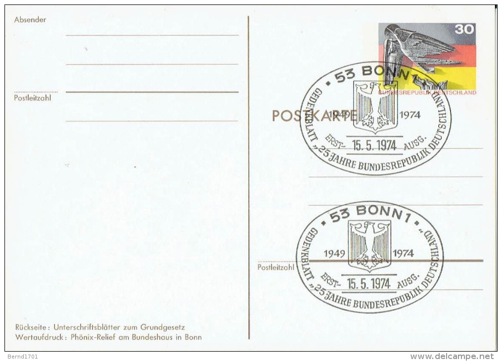 Germany - Postkarte Ersttagsstempel / Postcard First Day Cancellation (a471) - Cartes Postales Illustrées - Oblitérées