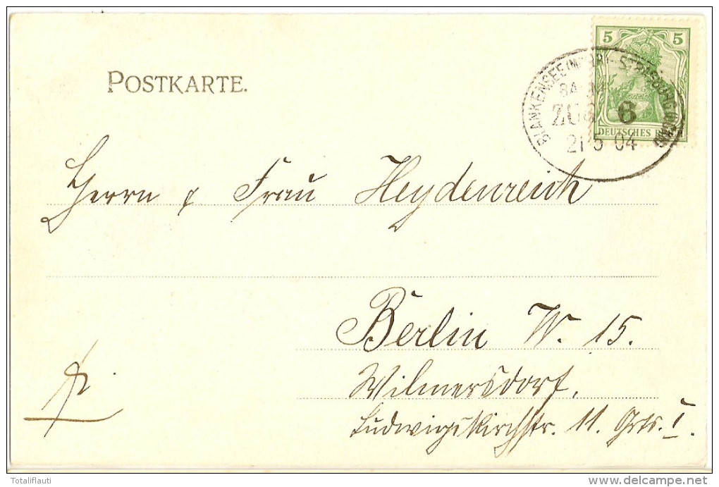 WOLDEGK Friedrich Wilhelm Strasse Belebt Color Passepartout Karte Bahnpost BLANKENSEE STRASBURG ZUG 6 Gelaufen 21.5.1904 - Neubrandenburg