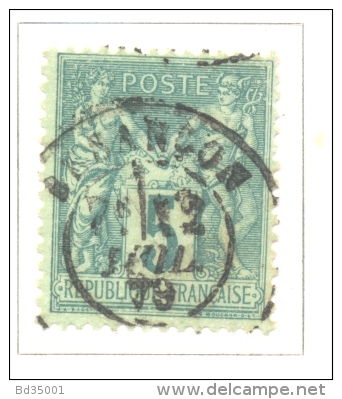 Timbre Oblitéré - 1876 - France - Y&T 75 Type I - Groupe Allégorique Paix Et Commerce - Valeur Faciale 5c - 1876-1878 Sage (Type I)