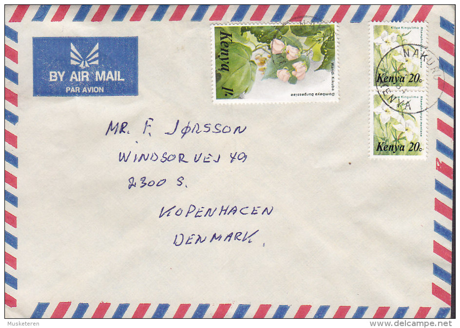 Kenya Air Mail Par Avion NAKURU ALUMINIUM WORKS Ltd, NAKURU 1984 Cover Brief Denmark Blumen Flowers - Kenia (1963-...)