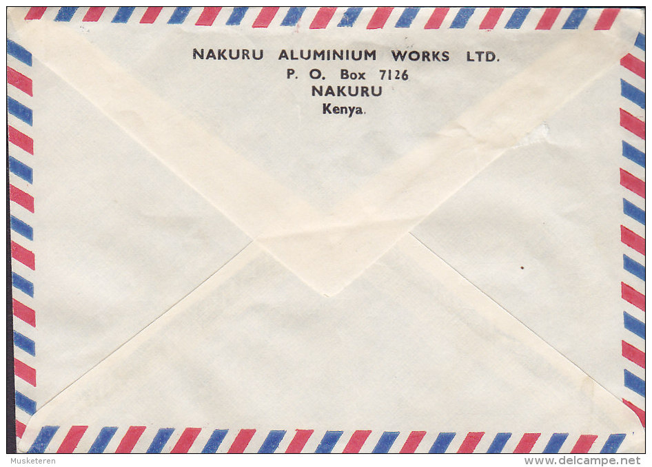 Kenya Air Mail Par Avion NAKURU ALUMINIUM WORKS Ltd, NAKURU 1984 Cover Brief Denmark Blumen Flowers - Kenia (1963-...)