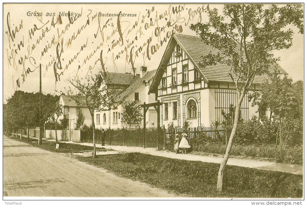 Gruss Aus NIESKY Bautzener Strasse Belebt 15.7.1909 Gelaufen - Niesky