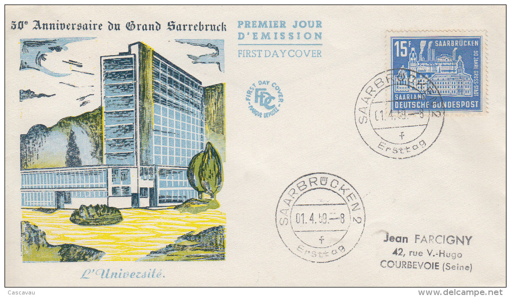 Enveloppe  FDC  1er  Jour  SARRE    SAARBRÜCKEN    1959 - FDC