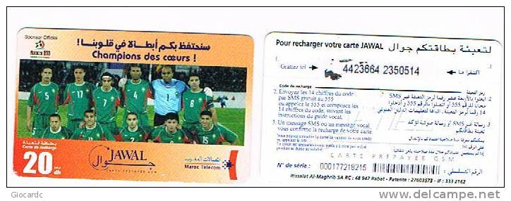 MAROCCO (MOROCCO) - MAROC TELECOM JAWAL GSM RECHARGE: FOOTBALL (CHAMPION DES COEURS)- USED-RIF.2547 - Marocco