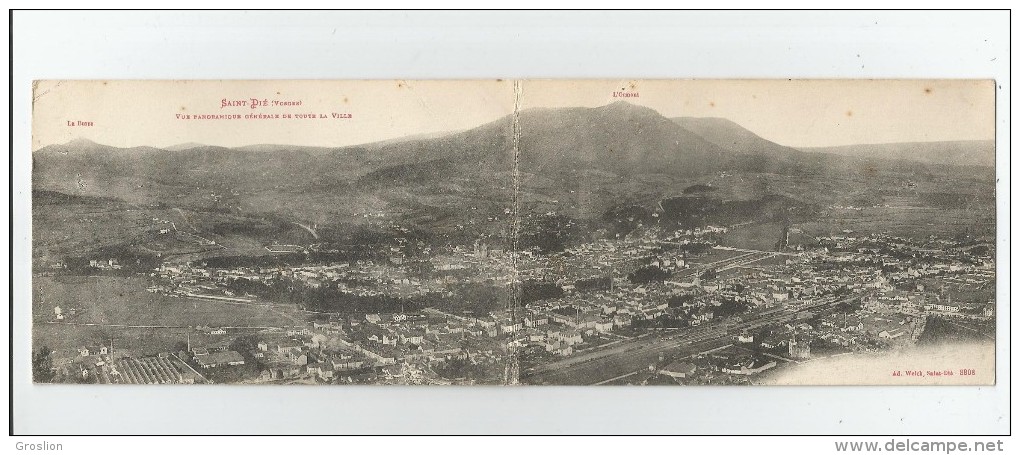 SAINT DIE (88)  8808 CARTE DOUBLE  VUE PANORAMIQUE GENERALE DE TOUTE LA VILLE 1916 - Saint Die