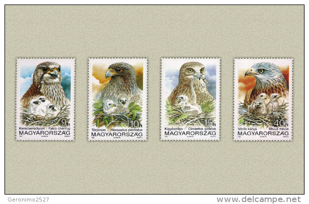 HUNGARY 1992 FAUNA Animals Eagles BIRDS Of PREY - Fine Set MNH - Nuovi