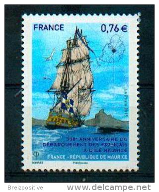 France 2015 - Emission Commune Ile Maurice, Débarquement Des Français, 1715 / Joint Issue Mauritius, Landing Of French - Gemeinschaftsausgaben