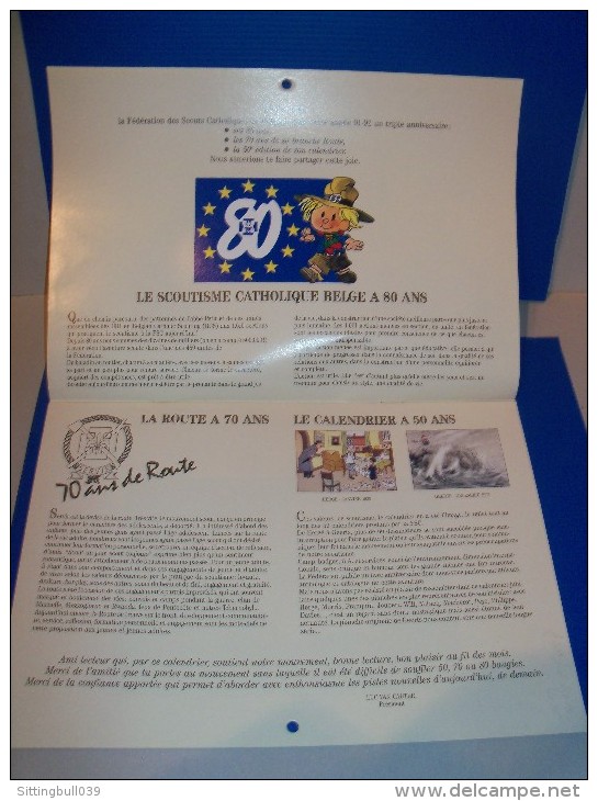 Hergé, Morris, Franquin, Etc. Calendrier 1992. 50 ANS De Calendriers. Fédération Scouts Catholiques Belgique, Avec De Gr - Agendas & Calendarios