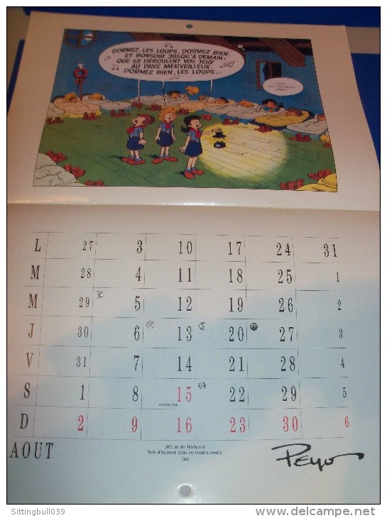 Hergé, Morris, Franquin, etc. Calendrier 1992. 50 ANS de Calendriers. Fédération Scouts Catholiques Belgique, avec de gr