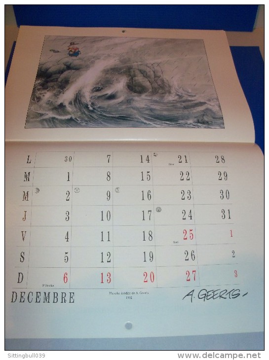 Hergé, Morris, Franquin, etc. Calendrier 1992. 50 ANS de Calendriers. Fédération Scouts Catholiques Belgique, avec de gr