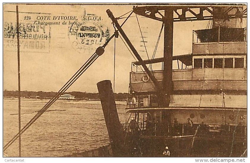 COSTA D'AVORIO S.C.Q.A. - IL CARICO DELLE NAVI. BELLA CARTOLINA DEL 1923 - Costa D'Avorio