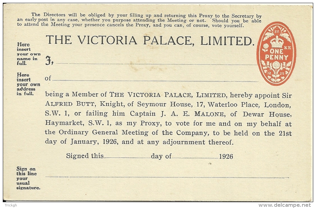 London The Victory Palace Limited 1926 - Other & Unclassified