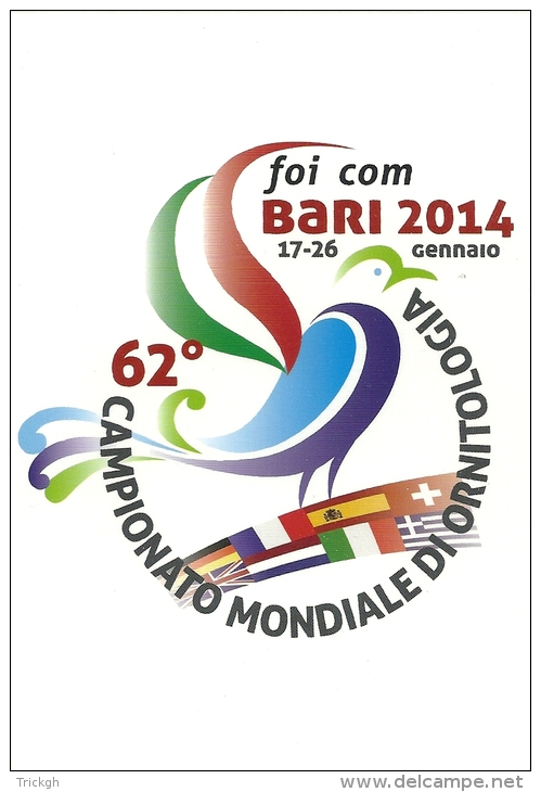 Italia Bari 2014 / Campionato Mondiale Di Ornitologia FOI COM / Vautour Gier Vulture - Afstempelingen & Vlagstempels