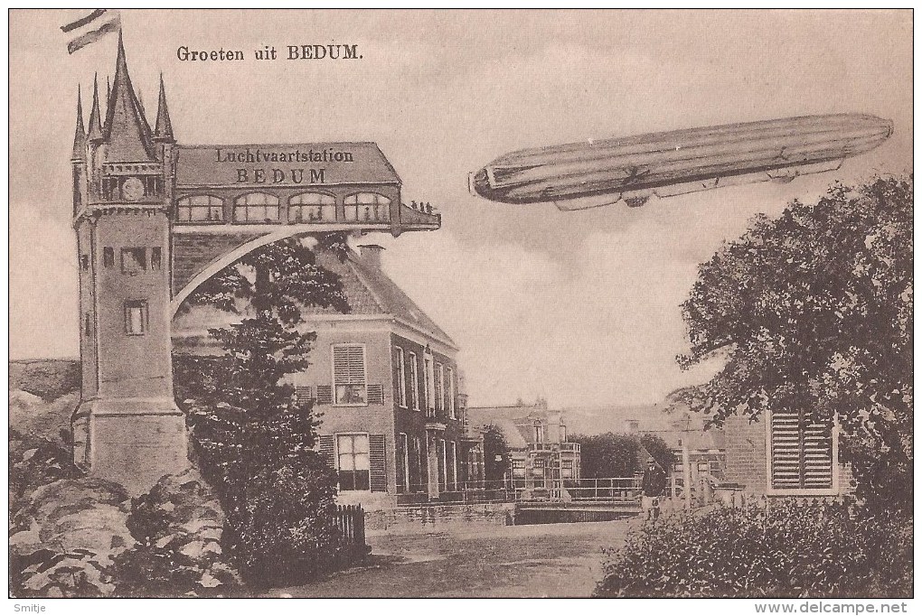 PAYS BAS - GRONINGEN BEDUM - CA. 1910 - ZEPPELIN - AVIATION - FAKE FLYER - Zeppeline