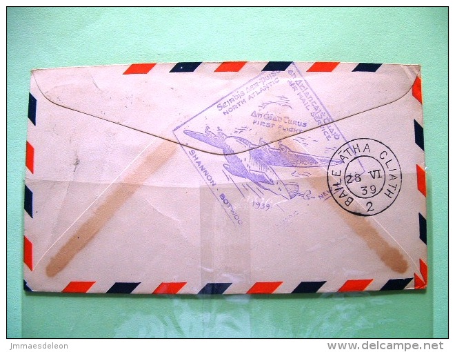 Canada 1939 First Flight Cover From Shediac To Foynes, Ireland And To USA - Plane - Church - Clover - Maple - Storia Postale