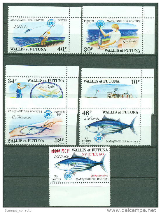 WALLIS And FUTUNA.  Nr. 310/15 + 362, MNH.  Fish - Unused Stamps