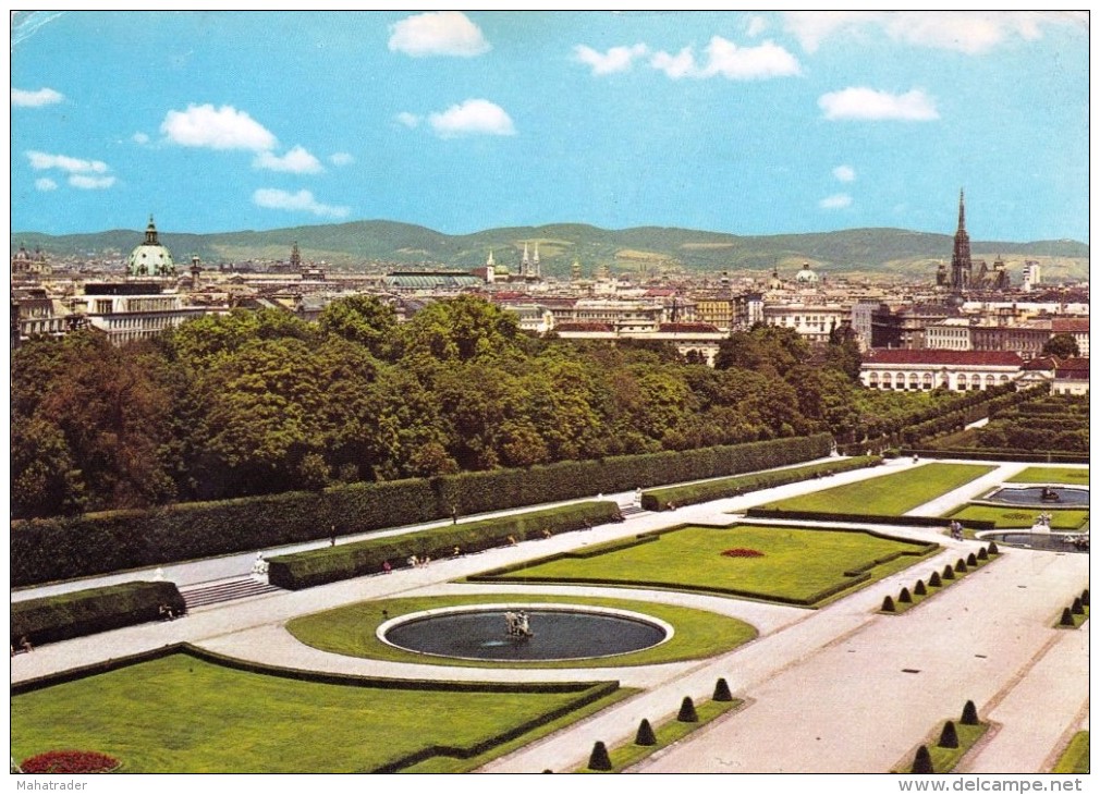 Austria Österreich - Vienna Wien - Blick Vom View From Belvedere - Mailed 1972 / Briefmarke Stamp Linz - Belvedere