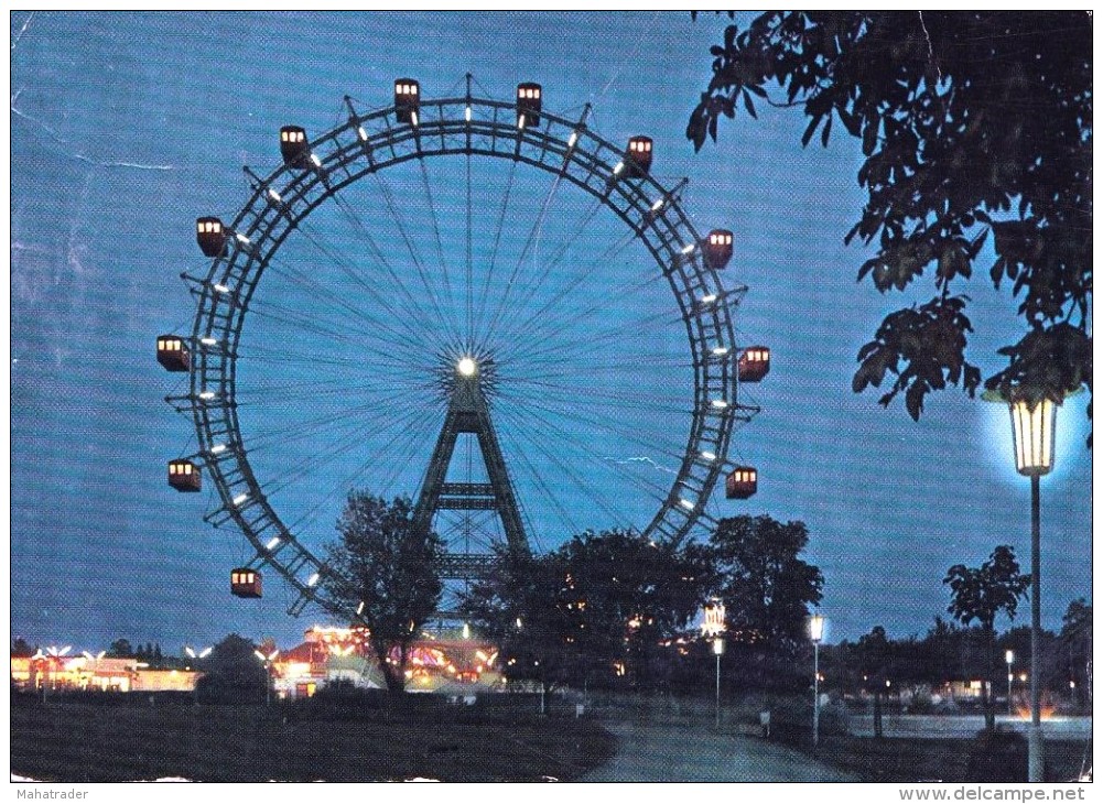 Austria Österreich - Vienna Wien - Prater Riesenrad / Stamp Briefmarke Münzturm Hall - Mailed 1961 - Prater