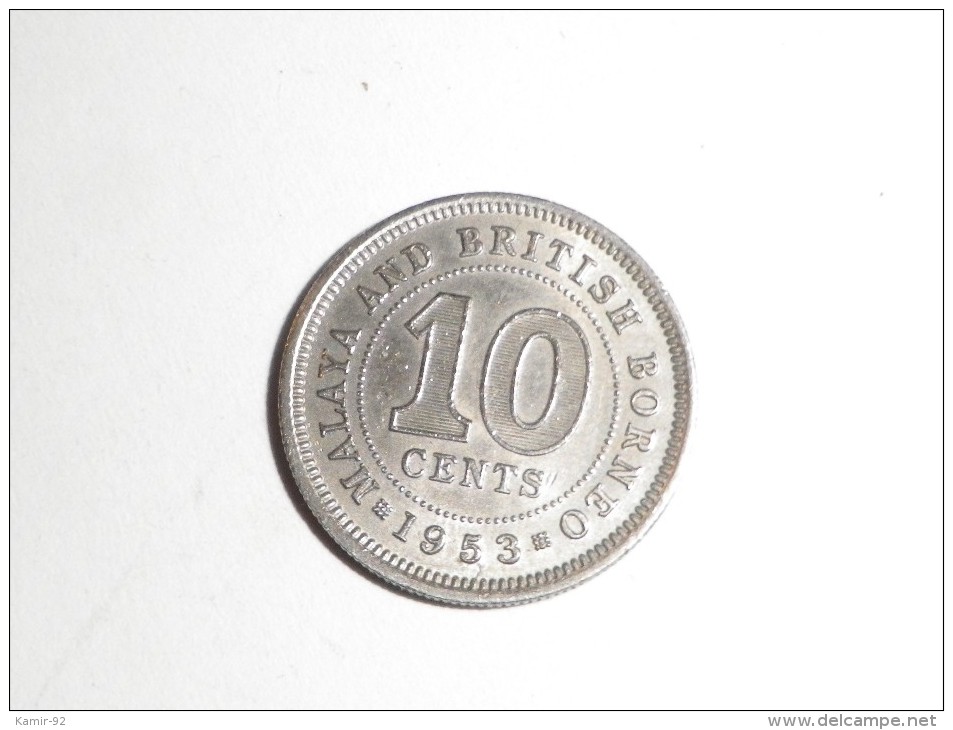 MALAYSIE BRITISH BORNEO 10  Cents 1953  ELISABETH II   Cup.ni - Malaysie