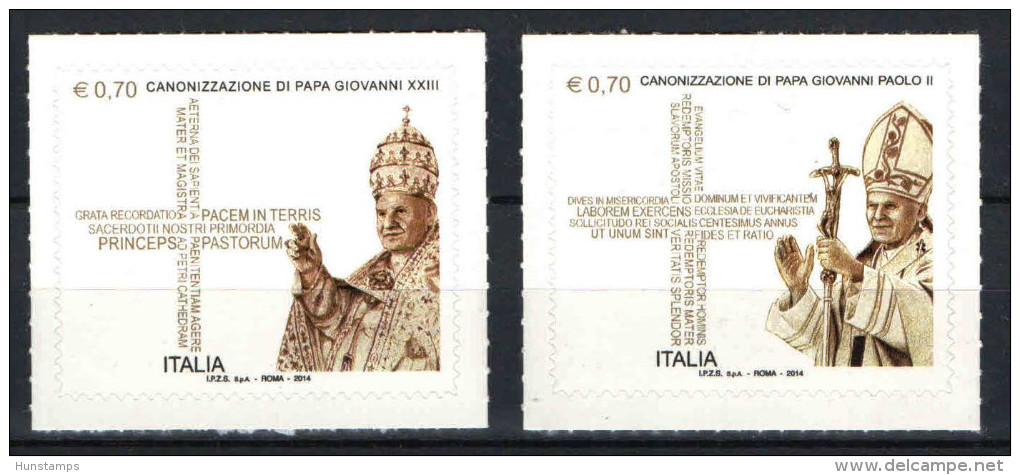 Italy 2014. II. John Paul Pope Cannonization Set MNH (**) - 2011-20: Mint/hinged