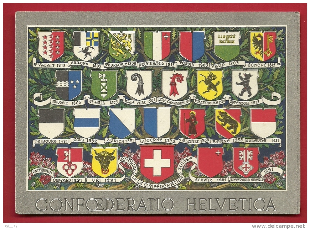 PAB-07  Armorial De La Confédération Suisse. Drapeaux Des Cantons. Nicht Gelaufen, Non Circ. - St. Anton