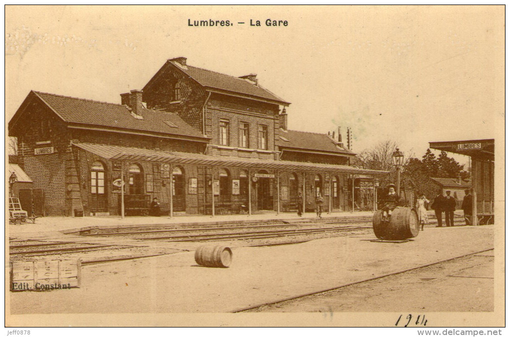 62 - PAS DE CALAIS - LUMBRES - La Gare - 1914 - Très Bon état - 2 Scans - Lumbres