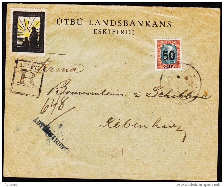 1925. Surcharge. King Christian IX. 30 Aur On 50 Aur Violet-grey/grey From UTBU LANDSBA... (Michel: 112) - JF181837 - Storia Postale