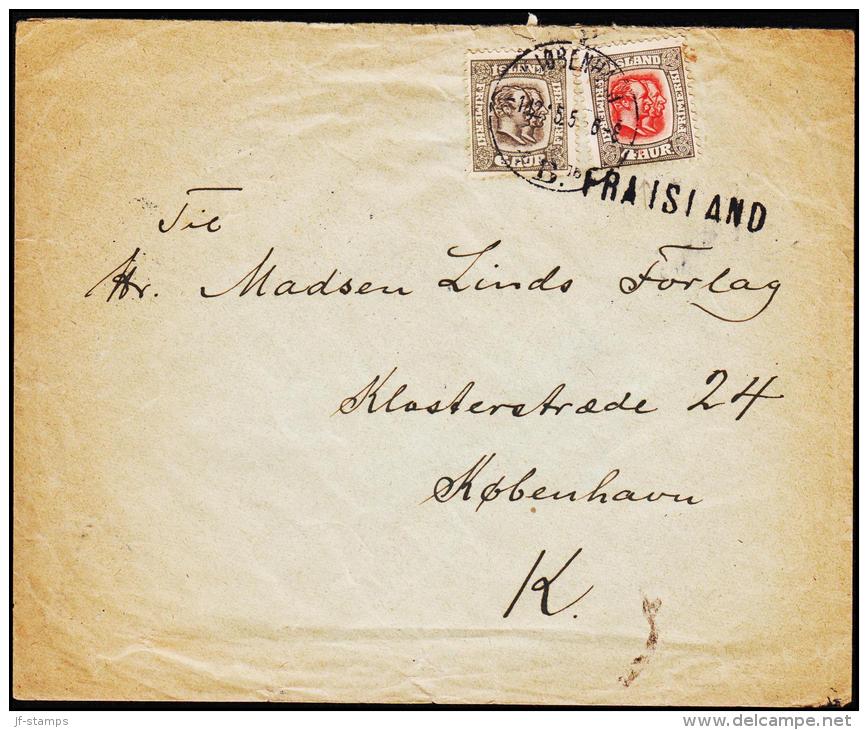 1907. Two Kings. 6 Aur Grey. Perf. 12 3/4, Wm. Crown + 4 Aur KJØBENHAVN 1.12.15. + FRA ... (Michel: 52) - JF181829 - Covers & Documents