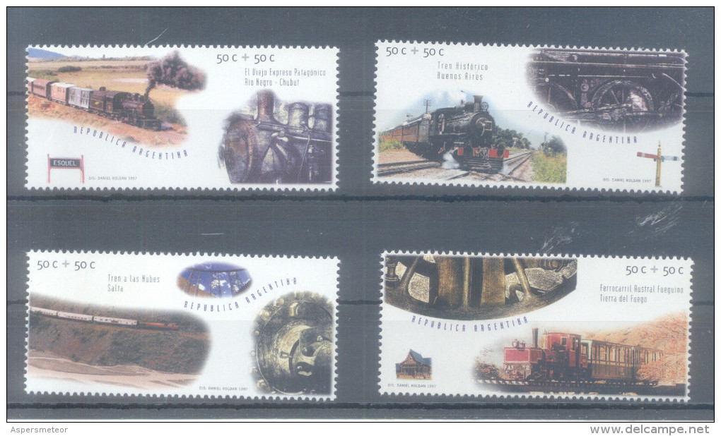 AÑO 1997 ARGENTINE ARGENTINA  TRENES TRAINS SERIE COMPLETA COMPLETE SET JALIL NRS. 2841-44 MNH TBE - Unused Stamps