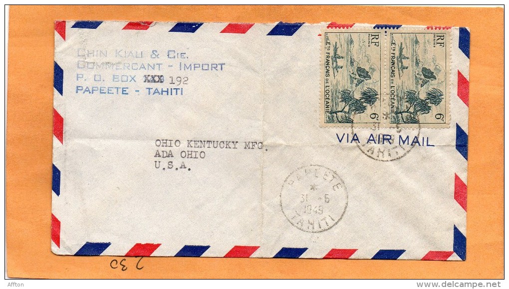 Tahiti 1949 Cover Mailed To USA - Tahiti
