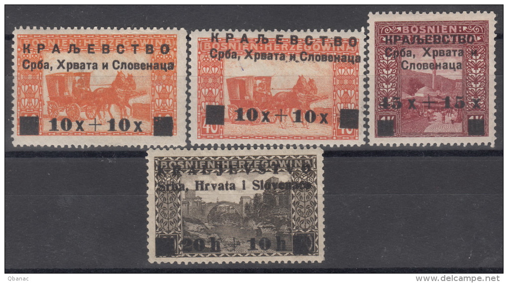 Yugoslavia, Kingdom SHS, Issues For Bosnia 1919 Mi#30-32 A/b, Mint Hinged, 30 In Two Colour Types - Ongebruikt