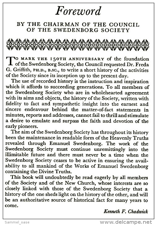 1 Heft Von "The Swedenborg Society" History 1810 - 1960 - Chroniques & Annuaires