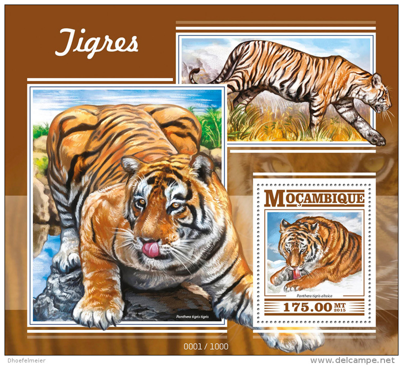 MOZAMBIQUE 2015 ** Tigers Tiger Wild Cat S/S - OFFICIAL ISSUE - A1549 - Felini