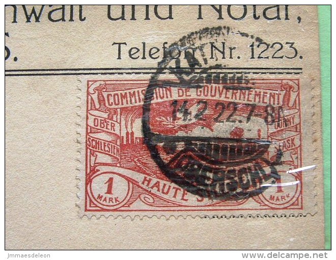 Upper Silesia (Poland) 1922 Postcard Kattowitz To Breslau - #20 (2x) + #28 - Silesia