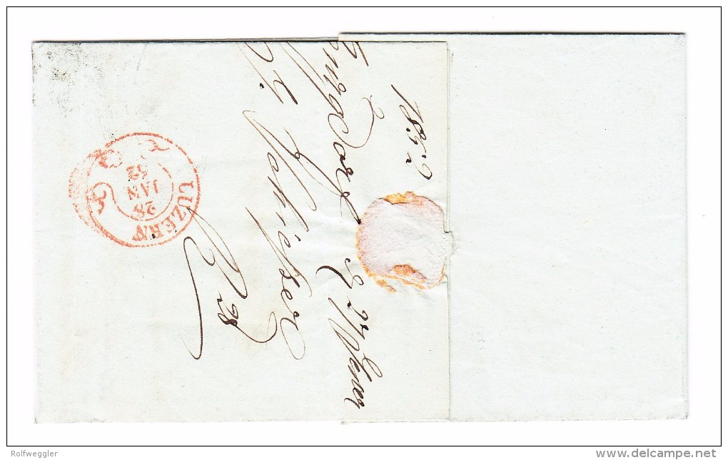 Heimat BE BURGDORF 28.1.1852 Mit Rayon III 15Rp. Auf Brief Nach Luzern - 1843-1852 Federal & Cantonal Stamps