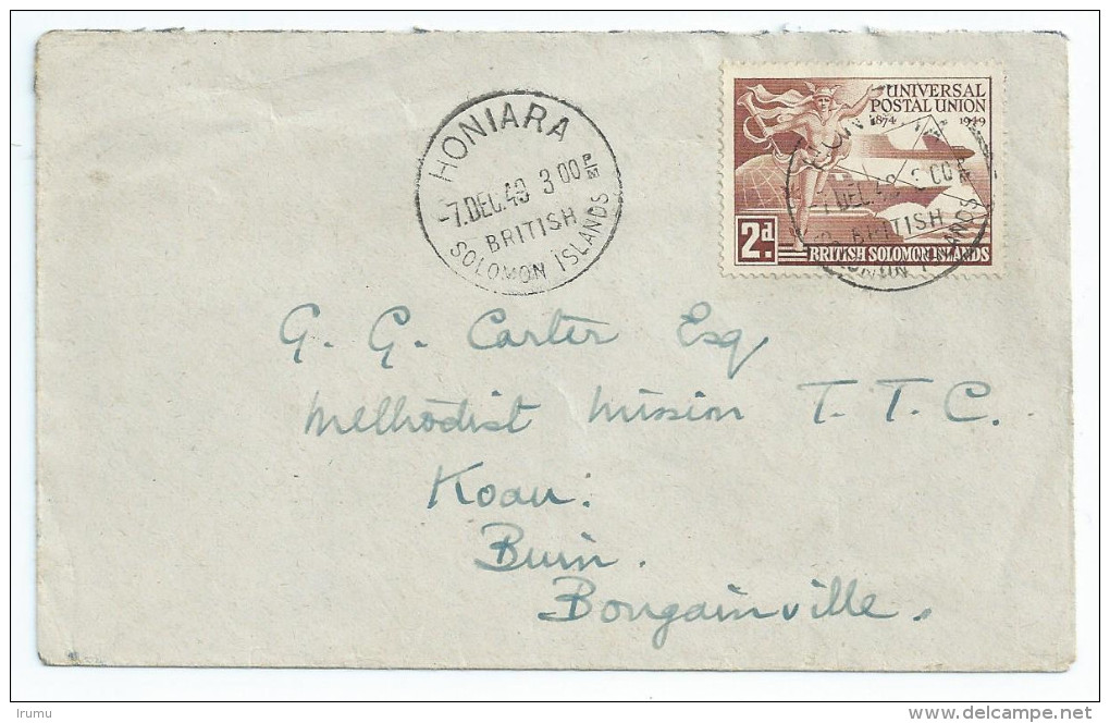 Solomon Islands 1949, Letter To Buin (Papua New Guinea) - UPU Single On Cover (SN 2431) - Salomonen (...-1978)