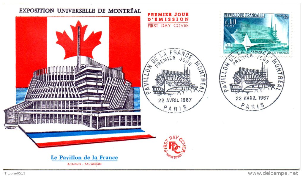 FRANCE. N°1519 Sur Enveloppe 1er Jour De 1967. Exposition Internationale De Montréal. - 1967 – Montréal (Canada)