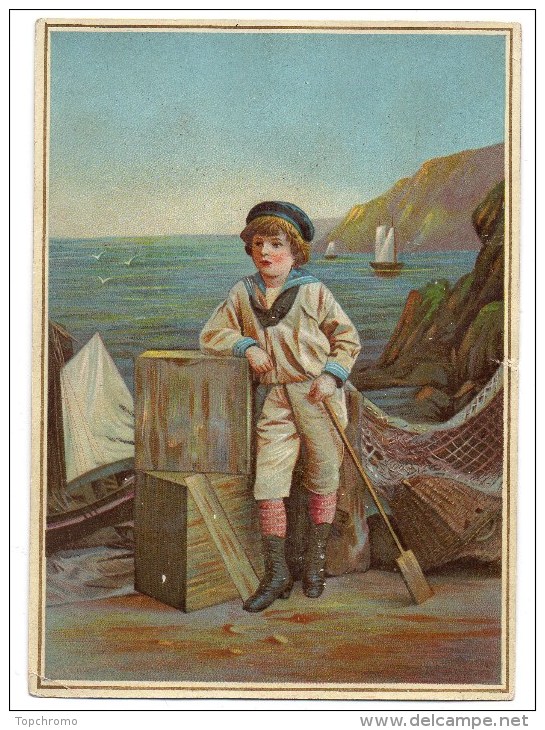 CHROMO Enfant Costume Marin Bateaux Voiliers Jouet Pelle Filet De Pêche Mer - Sonstige & Ohne Zuordnung