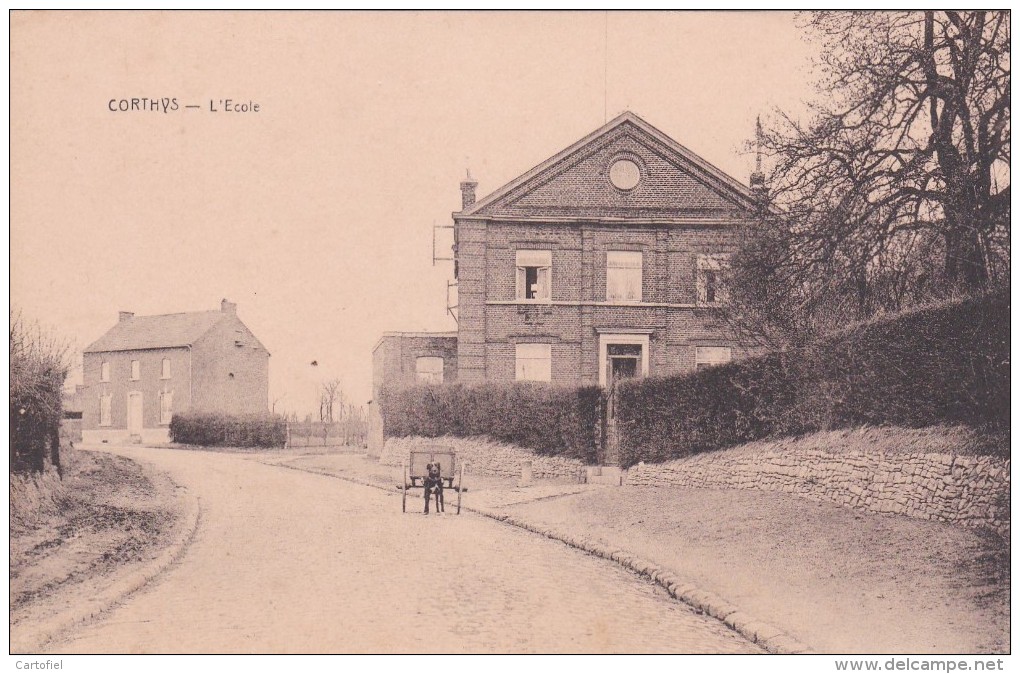 CORTHYS-KORTIJS-GINGELOM-LOTJE-REEKS-5 POSTKAARTEN-RUE DU PONT+L´ECOLE+RUE DE LA STATION+SNYERS+L´EGLISE-ZIE 7 SCANS-TOP - Gingelom