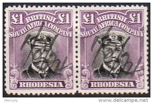 RHODESIE DU SUD (Compagnie Britannique) - 1 &pound; De 1913/22 En Paire - Southern Rhodesia (...-1964)