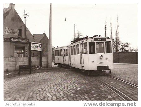 MOL: Station  Foto (cliché J. Bazin - 16/3/1955);   Met TRAM - Mol