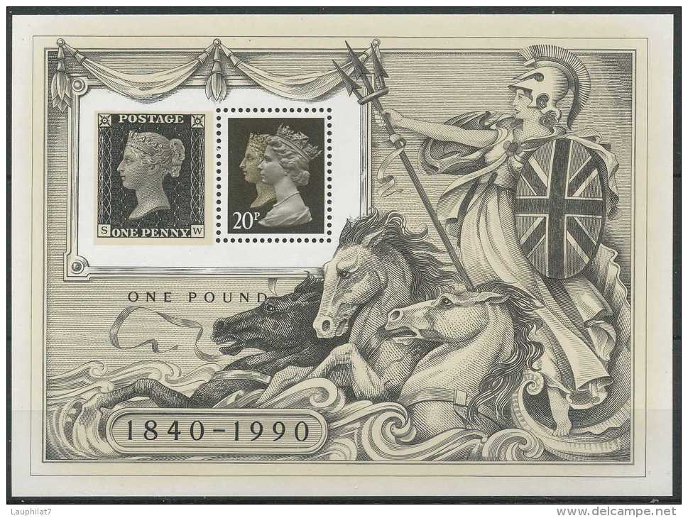 BL6, Expo London 1990, Vendu 1&pound; Avec One Penny Black Représenté. - Blocks & Miniature Sheets