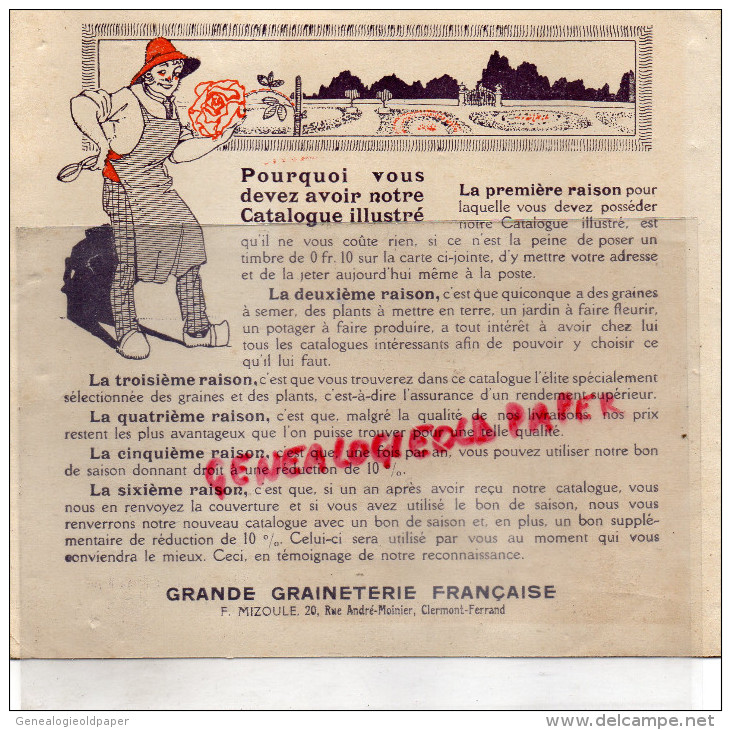 63 -CLERMONT FERRAND -CATALOGUE GRANDE GRAINETERIE FRANCAISE- F.MIZOULE 20 RUE ANDRE MOINIER-HORTICULTURE FLORE - Zapatos